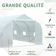 OUTSUNNY - Serre tunnel de jardin dim. 4,45L x 2,99l x 2H m porte + 6 fenêtres enroulables acier galvanisé bâche PE haute densité blanc - vignette