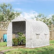 OUTSUNNY - Serre de jardin tunnel 6 m² 3L x 2l x 1,9H m acier galvanisé renforcé diamètre 2,4 cm + PE haute densité fenêtres porte blanc - vignette