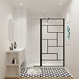 AICA SANITAIRE - AICA paroi de douche industrielle noire 100x200cm avec un retour pivotant 40cm livré avec une barre de stabilisation 90cm - vignette