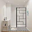 AICA SANITAIRE - AICA paroi de douche industrielle noire 100x200cm avec un retour pivotant 40cm livré avec une barre de stabilisation 90cm - vignette