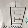 AICA SANITAIRE - AICA paroi de douche industrielle noire 100x200cm avec un retour pivotant 40cm livré avec une barre de stabilisation 90cm - vignette