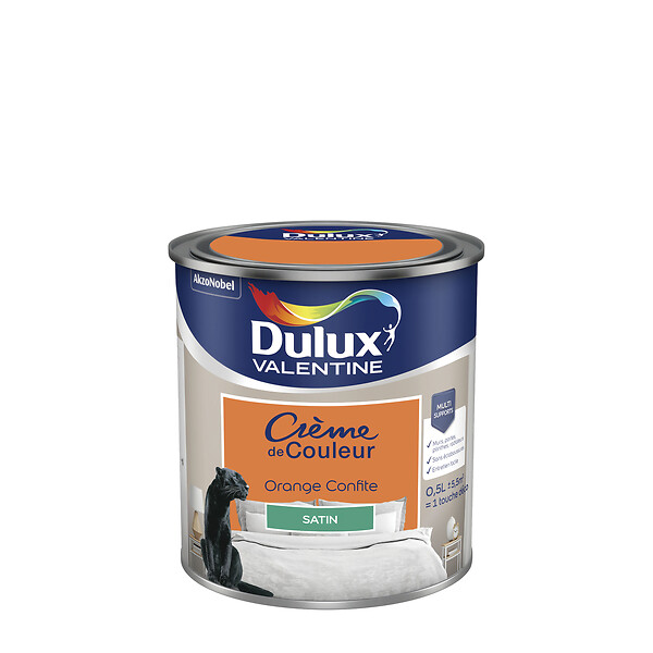 DULUX VALENTINE - Peinture Crème De Couleur Dulux Valentine Satin Orange Confite 0,5 L - large