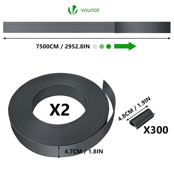 VOUNOT - Kit de lamelles occultantes PVC brise vue 150m x 4.7cm avec 300 clips Gris - large