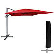 HAPPY GARDEN - Parasol déporté MOLOKAI carré 3x3m rouge + housse - vignette