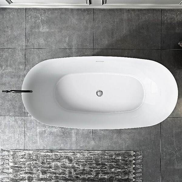 STANO - Baignoire îlot design ovale PALMA blanche 170 cm Brillant - large