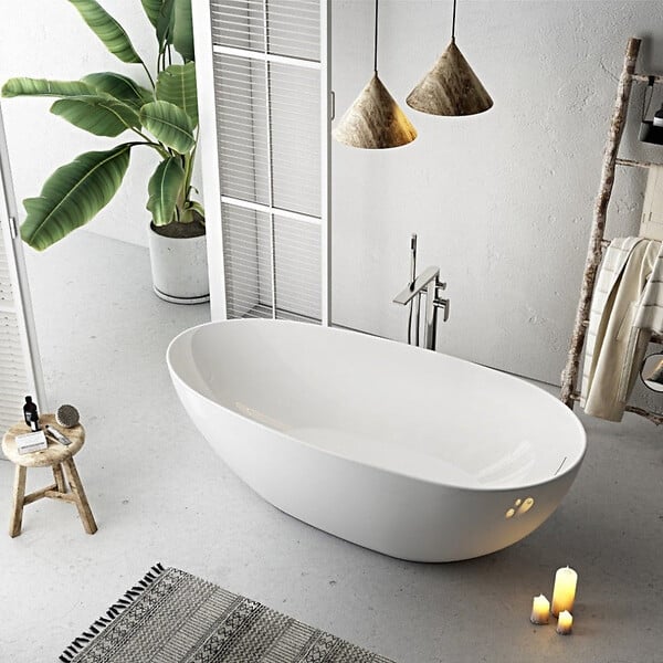 STANO - Baignoire îlot design ovale FLORIDA blanche 180 cm Brillant - large