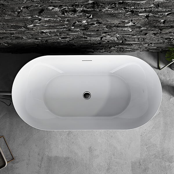 STANO - Baignoire îlot design ovale LISBON blanche 150 cm Brillant - large