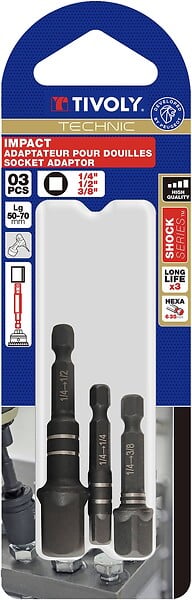 TIVOLY - Adapt hex douill carre choc x3 - large