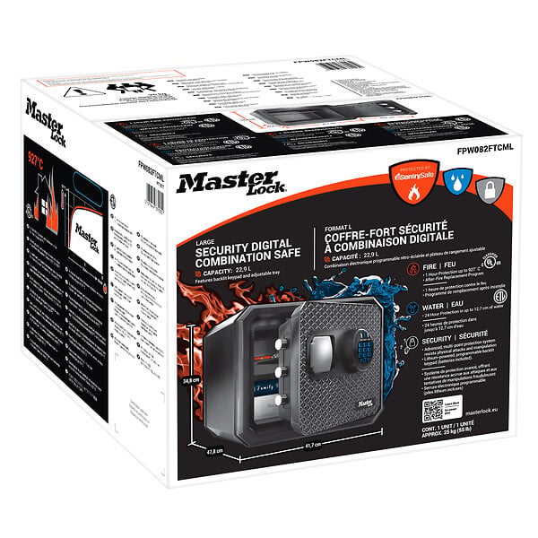 MASTER LOCK - Coffre-fort sécurité, à combinaison électronique - Format L - large