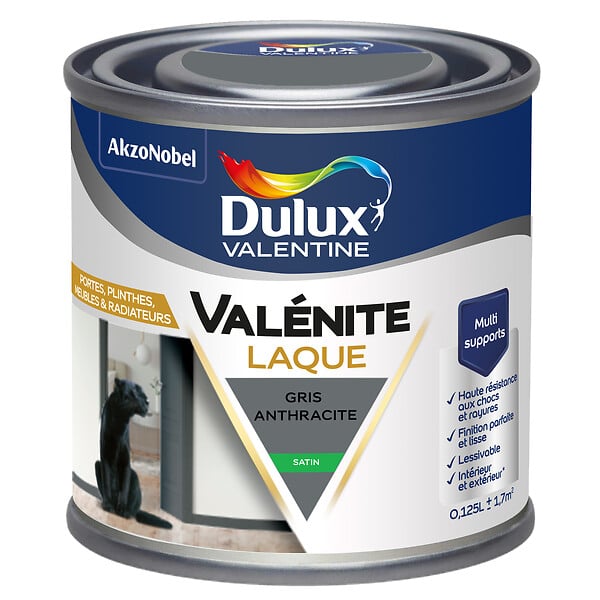 DULUX VALENTINE - Laque Acrylique Valénite Satin-Gris Anthracite-0.125L - large