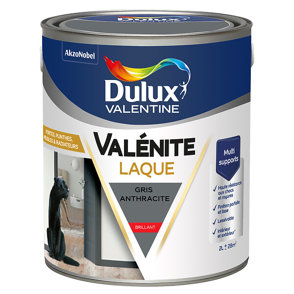 DULUX VALENTINE - Laque Acrylique Valénite Brillant-Gris Anthracite-2L - large