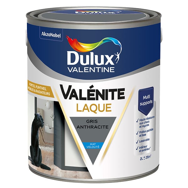 DULUX VALENTINE - Laque Acrylique Valénite Mat-Gris Anthracite-2L - large