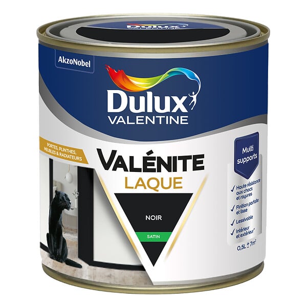 DULUX VALENTINE - Laque Acrylique Valénite Satin-Noir-0.5L - large