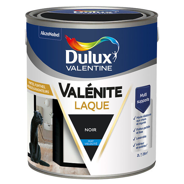 DULUX VALENTINE - Laque Acrylique Valénite Mat-Noir-2L - large