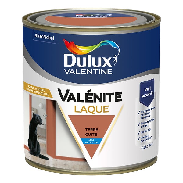 DULUX VALENTINE - Laque Acrylique Valénite Mat-Terre Cuite-0.5L - large
