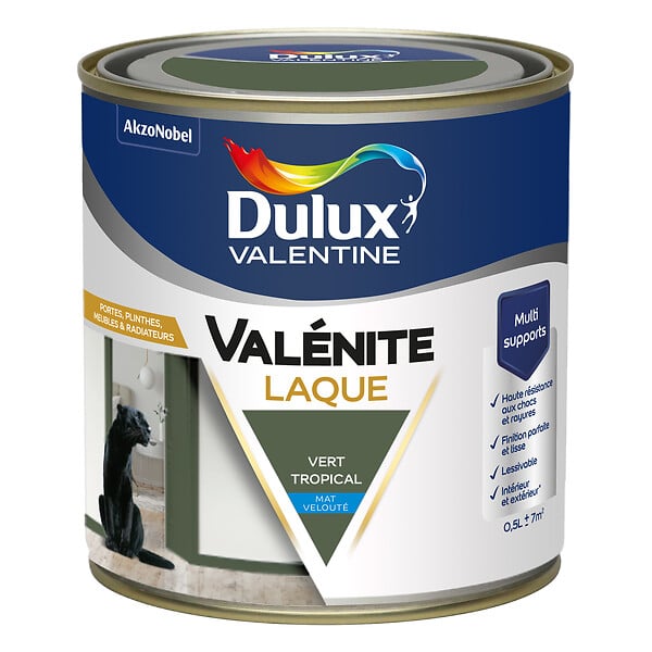 DULUX VALENTINE - Laque Acrylique Valénite Mat-Vert Tropical-0.5L - large