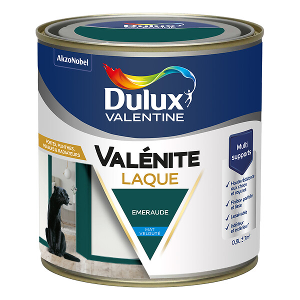 DULUX VALENTINE - Laque Acrylique Valénite Mat-Emeraude-0.5L - large