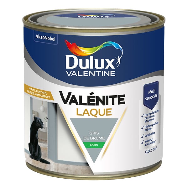 DULUX VALENTINE - Laque Acrylique Valénite Satin-Gris de Brume-0.5L - large
