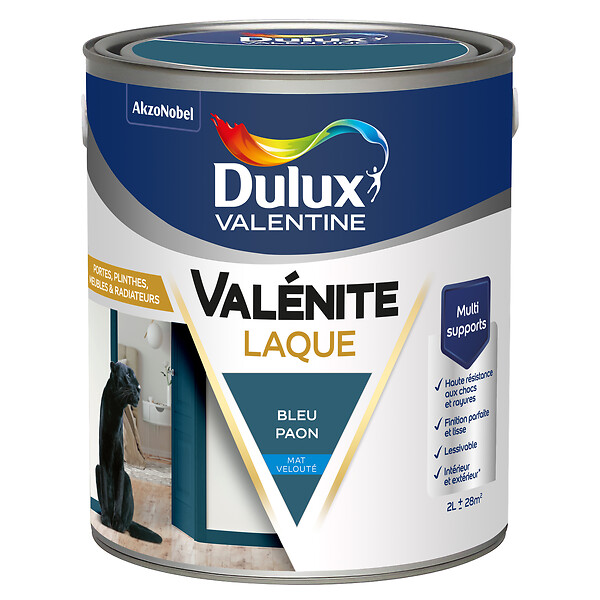 DULUX VALENTINE - Laque Acrylique Valénite Mat-Bleu Paon-2L - large