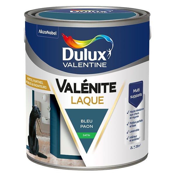 DULUX VALENTINE - Laque Acrylique Valénite Satin-Bleu Paon-2L - large