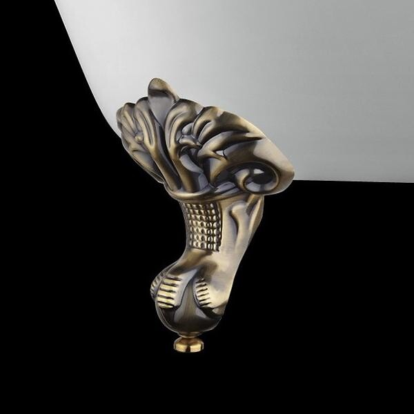 ROGIER & MOTHES - Baignoire sur pieds rétro RICHMOND Blanche 155 cm Pieds d'Aigle Bronze jaune vieilli - large