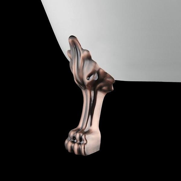 ROGIER & MOTHES - Baignoire sur pieds rétro CHELSEA Blanche 154 cm Pieds de Lion Cuivre rouge vieilli - large
