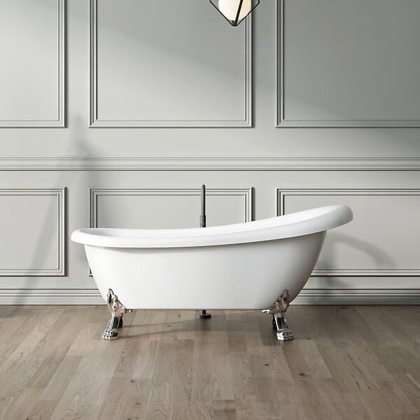 ROGIER & MOTHES - Baignoire sur pieds rétro RICHMOND Blanche 171 cm Pieds de Lion Dorés - large