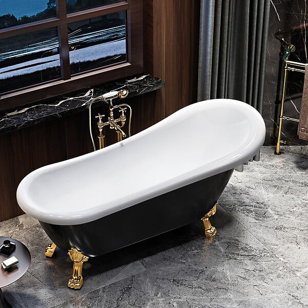 ROGIER & MOTHES - Baignoire sur pieds rétro RICHMOND Noire 171 cm Pieds d'Aigle Noirs - large