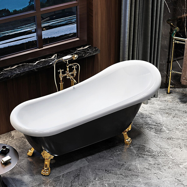 ROGIER & MOTHES - Baignoire sur pieds rétro RICHMOND Noire 171 cm Pieds de Lion Noirs - large