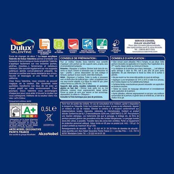 DULUX VALENTINE - Laque Acrylique Valénite Mat-Noir-0.5L - large