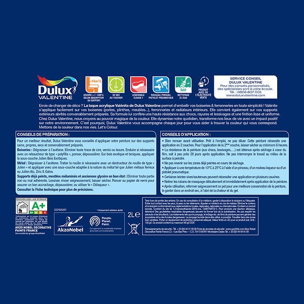 DULUX VALENTINE - Laque Acrylique Valénite Mat-Grain de Sable-2L - large
