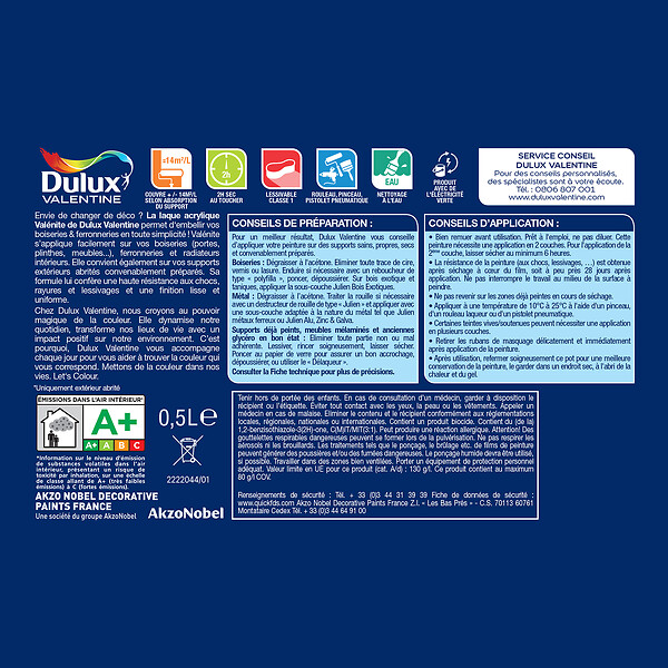 DULUX VALENTINE - Laque Acrylique Valénite Satin-Douceur de l'Aube-0.5L - large