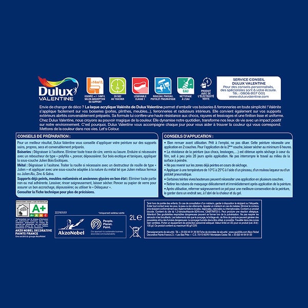 DULUX VALENTINE - Laque Acrylique Valénite Mat-Douceur de l'Aube-2L - large