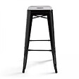 OVIALA - Lot de 4 tabourets de bar acier noir brillant - vignette
