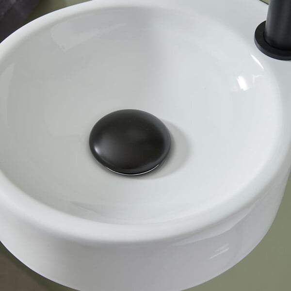 GODART - Bonde de vidage pour lavabo et vasque avec trop plein - Clic clac - Dôme céramique noir satin - large