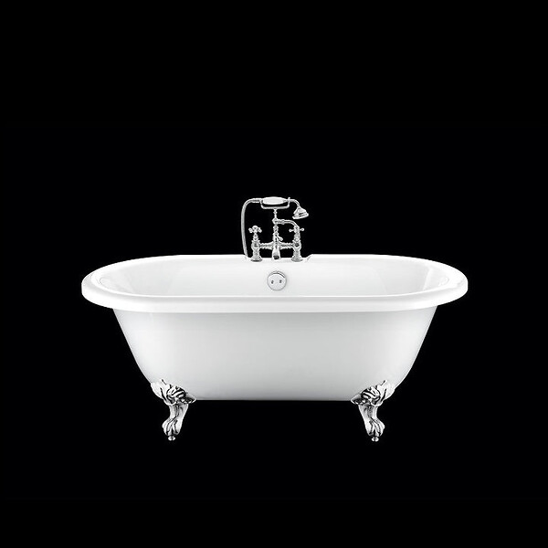 ROGIER & MOTHES - Baignoire sur pieds rétro CHELSEA Blanche 154 cm Pieds d'Aigle Chromés - large