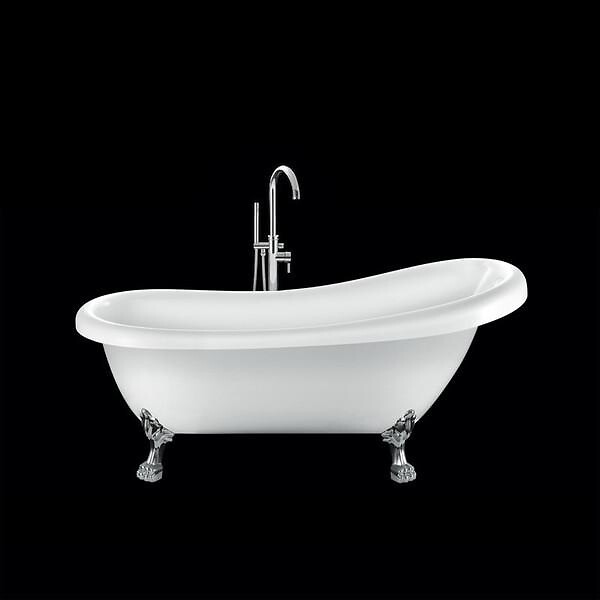 ROGIER & MOTHES - Baignoire sur pieds rétro RICHMOND Blanche 155 cm Pieds de Lion Chromés - large