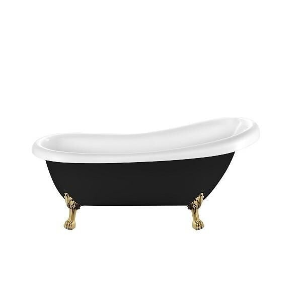 ROGIER & MOTHES - Baignoire sur pieds rétro RICHMOND Noire 171 cm Pieds de Lion Dorés - large