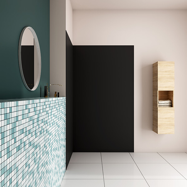 AICA SANITAIRE - AICA Panneau mural de douche noir 120x90x210cm avec les profiles de finition NOIRPanneaux muraux salle de bain habillage mural aluminium - large