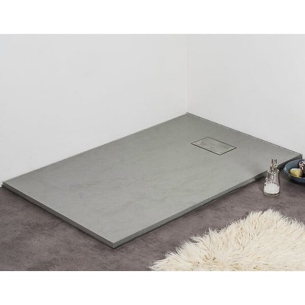 STANO - Receveur de douche 90 x 120 cm extra plat gris PIATTO en SoliCast® surface ardoisée - large