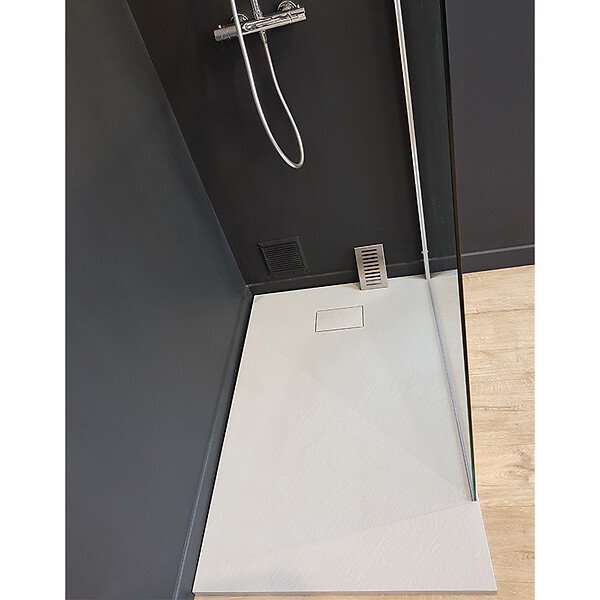 STANO - Receveur de douche 90 x 160 cm extra plat gris PIATTO en SoliCast® surface ardoisée - large