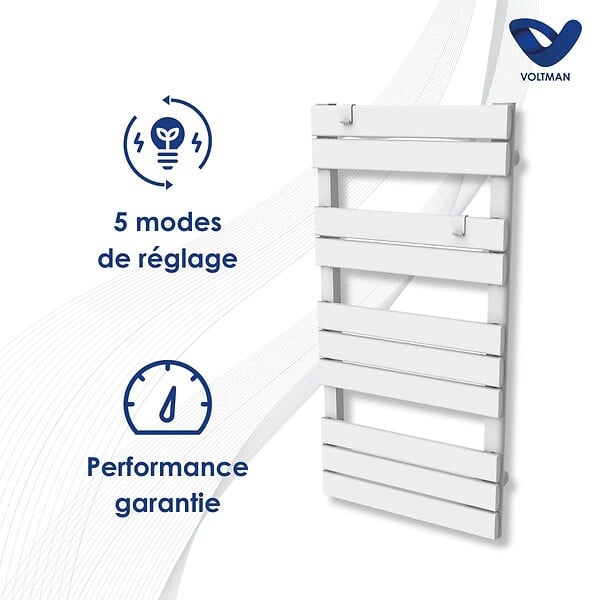 VOLTMAN - Chauffage sèche-serviette 500W - inertie sèche - Blanc - Voltman - large