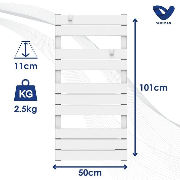 VOLTMAN - Chauffage sèche-serviette 500W - inertie sèche - Blanc - Voltman - large
