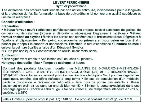 CENTRALE BRICO - Peinture ferronnerie extérieur SYNTILOR, vert, 0.375 l - large