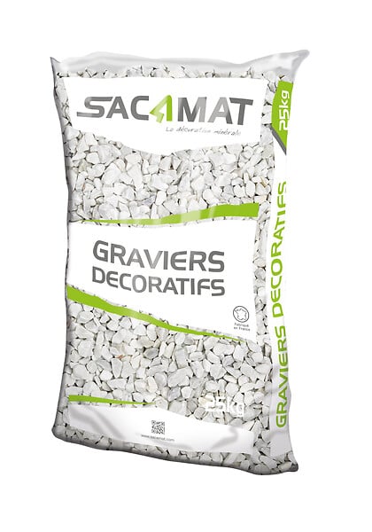 SACAMAT - Graviers Concassés Blanc de Carrare 12/16   25kg - large