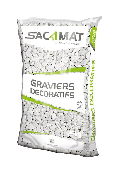 SACAMAT - Graviers Roulés Blanc de Carrare 15/25   25kg - large