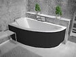 BESCO - Baignoire asymétrique 150 x 70 cm + tablier noir + repose tête - PRAKTIKA - Gauche - vignette