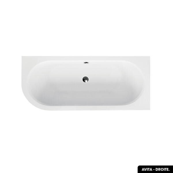 BESCO - Baignoire d'angle 170 x 75 cm - avec tablier blanc et repose tête offert | AVITA - Droite - large