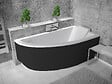 BESCO - Baignoire asymétrique 150 x 70 cm + tablier noir + repose tête  - PRAKTIKA - Droite - vignette