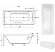 BESCO - Baignoire rectangulaire 160 x 70 cm + tablier noir mat + repose tête - OPTIMA - vignette